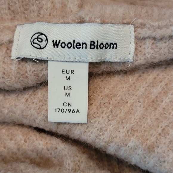 Woolen bloom pull over hooded sweater Sz M Oatmeal - Picture 5 of 7